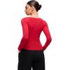 imageCRZ YOGA Softembrace V Neck Long Sleeve Shirts for Women  Casual Going Out Soft Comfort Tops Fitted Sexy Scoop TeesAurora Red