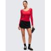 imageCRZ YOGA Softembrace V Neck Long Sleeve Shirts for Women  Casual Going Out Soft Comfort Tops Fitted Sexy Scoop TeesAurora Red