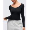imageCRZ YOGA Softembrace V Neck Long Sleeve Shirts for Women  Casual Going Out Soft Comfort Tops Fitted Sexy Scoop TeesBlack