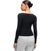 imageCRZ YOGA Softembrace V Neck Long Sleeve Shirts for Women  Casual Going Out Soft Comfort Tops Fitted Sexy Scoop TeesBlack