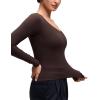 imageCRZ YOGA Softembrace V Neck Long Sleeve Shirts for Women  Casual Going Out Soft Comfort Tops Fitted Sexy Scoop TeesHot Fudge Brown