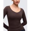 imageCRZ YOGA Softembrace V Neck Long Sleeve Shirts for Women  Casual Going Out Soft Comfort Tops Fitted Sexy Scoop TeesHot Fudge Brown