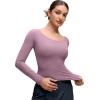 imageCRZ YOGA Softembrace V Neck Long Sleeve Shirts for Women  Casual Going Out Soft Comfort Tops Fitted Sexy Scoop TeesLight Lavender