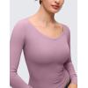 imageCRZ YOGA Softembrace V Neck Long Sleeve Shirts for Women  Casual Going Out Soft Comfort Tops Fitted Sexy Scoop TeesLight Lavender