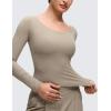 imageCRZ YOGA Softembrace V Neck Long Sleeve Shirts for Women  Casual Going Out Soft Comfort Tops Fitted Sexy Scoop TeesOak