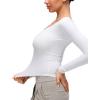 imageCRZ YOGA Softembrace V Neck Long Sleeve Shirts for Women  Casual Going Out Soft Comfort Tops Fitted Sexy Scoop TeesWhite