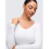 imageCRZ YOGA Softembrace V Neck Long Sleeve Shirts for Women  Casual Going Out Soft Comfort Tops Fitted Sexy Scoop TeesWhite