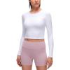 imageCRZ YOGA Brushed Workout Long Sleeve Shirts for Women  Warm Athletic Running Gym Yoga Tops Breathable Crop Crewneck TeesWhite