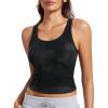 imageCRZ YOGA Butterluxe Double Lined Tank Tops for Women  Workout Casual Scoop Neck Racerback Crop Sleeveless ShirtBlack Tie Dye Flowers