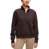 imageCRZ YOGA Cotton Fleece Lined Half Zip Sweatshirt for Women  Pullover Funnel Neck Workout Casual Sweat Shirts with PocketHot Fudge Brown