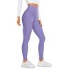 imageCRZ YOGA Fleece Lined Leggings 28  Thermal Casual Lounge Workout Yoga Womens Full Length Pants Winter WarmDark Lavender Purple