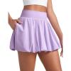 imageCRZ YOGA High Waisted Bubble Tennis Skirts for Women  Mini Casual Ruffled Hem Lined Balloon Skort with PocketsLilac