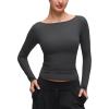 imageCRZ YOGA Softembrace Boat Neck Long Sleeve Shirts for Women  Casual Going Out Tops Soft Stretchy Fitted Fall TShirtsMysterious Grey