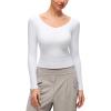 imageCRZ YOGA Softembrace V Neck Long Sleeve Shirts for Women  Casual Going Out Soft Comfort Tops Fitted Sexy Scoop TeesWhite