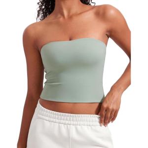 imageCRZ YOGA Butterluxe Double Lined Tube Tops for Women  Going Out Casual Tank Bandeau Crop Strapless ShirtsGreen Palm Court