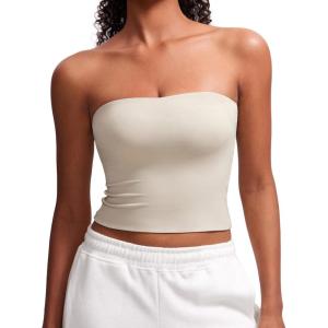 imageCRZ YOGA Butterluxe Double Lined Tube Tops for Women  Going Out Casual Tank Bandeau Crop Strapless ShirtsMojave Tan