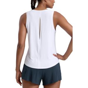 imageCRZ YOGA Cloudweight Open Back Workout Tops for Women Lightweight High Neck Athletic Gym Tank Soft Running Sleeveless ShirtsWhite