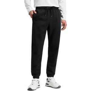 imageCRZ YOGA Cotton Fleece Lined Sweatpants for Men 30  Classic Fit Casual Lounge Cozy Sweat Pants Joggers with Zipper PocketsBlack