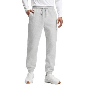 imageCRZ YOGA Cotton Fleece Lined Sweatpants for Men 30  Classic Fit Casual Lounge Cozy Sweat Pants Joggers with Zipper PocketsDove Grey Heather