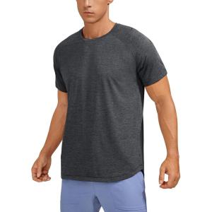 imageCRZ YOGA Crewneck Workout Shirts for Men  Quick Dry Running Athletic TShirts Lightweight Basic TopsCarbon Heather