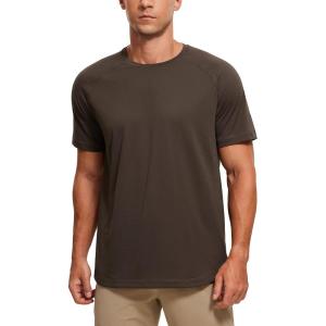 imageCRZ YOGA Crewneck Workout Shirts for Men  Quick Dry Running Athletic TShirts Lightweight Basic TopsDark Mocha