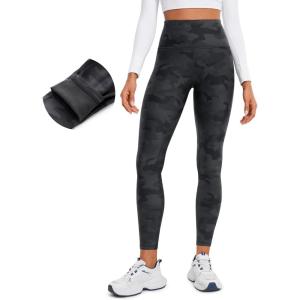 imageCRZ YOGA Fleece Lined Leggings 25  Thermal Casual Lounge Workout Womens Yoga High Waisted Pants Winter WarmDark Grey Camouflage