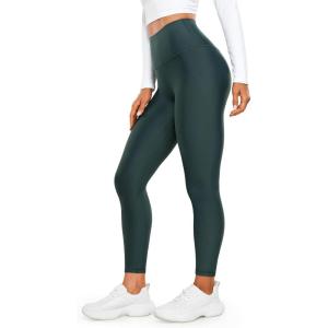 imageCRZ YOGA Fleece Lined Leggings 25  Thermal Casual Lounge Workout Womens Yoga High Waisted Pants Winter WarmForest Dark Green