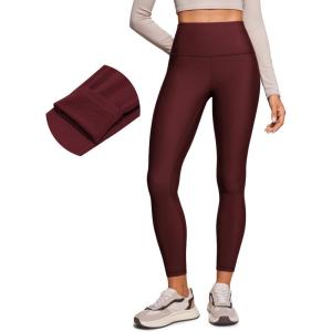 imageCRZ YOGA Fleece Lined Leggings 25  Thermal Casual Lounge Workout Womens Yoga High Waisted Pants Winter WarmRed Merlot
