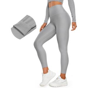 imageCRZ YOGA Fleece Lined Leggings 25  Thermal Casual Lounge Workout Womens Yoga High Waisted Pants Winter WarmRhino Grey