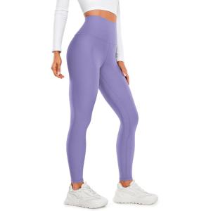imageCRZ YOGA Fleece Lined Leggings 28  Thermal Casual Lounge Workout Yoga Womens Full Length Pants Winter WarmDark Lavender Purple