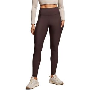 imageCRZ YOGA Fleece Lined Leggings Pockets 28  Thermal Casual Lounge Workout Womens Yoga Full Length Pants Winter WarmHot Fudge Brown