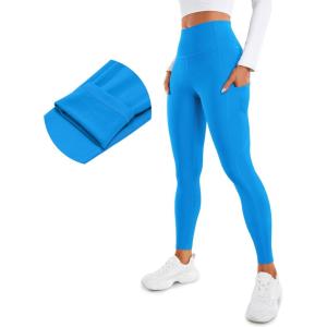imageCRZ YOGA Fleece Lined Leggings Pockets 28  Thermal Casual Lounge Workout Womens Yoga Full Length Pants Winter WarmMadagascar Blue