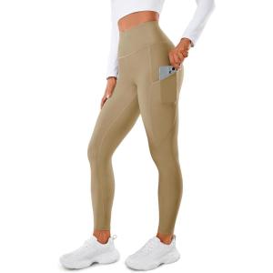 imageCRZ YOGA Fleece Lined Leggings Pockets 28  Thermal Casual Lounge Workout Womens Yoga Full Length Pants Winter WarmSoul Brown