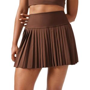 imageCRZ YOGA High Waisted Pleated Tennis Skirts for Women  Mini Lined Casual Tummy Control Skort with PocketsCoffee Brown