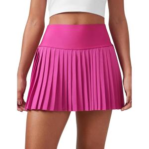 imageCRZ YOGA High Waisted Pleated Tennis Skirts for Women  Mini Lined Casual Tummy Control Skort with PocketsHibiscus Purple