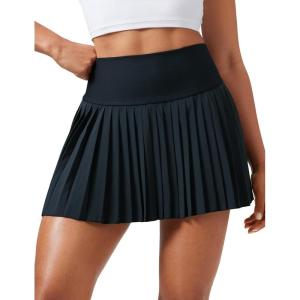 imageCRZ YOGA High Waisted Pleated Tennis Skirts for Women  Mini Lined Casual Tummy Control Skort with PocketsTrue Navy