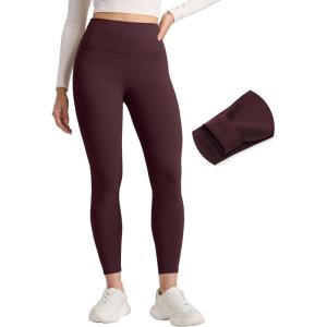 imageCRZ YOGA Matte Fleece Lined Leggings 25  Thermal Casual Lounge Workout Womens Yoga High Waisted Pants Winter WarmRipe Plum