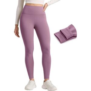 imageCRZ YOGA Matte Fleece Lined Leggings 28  Thermal Casual Lounge Workout Womens Yoga Full Length Pants Winter WarmLight Lavender