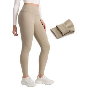 imageCRZ YOGA Matte Fleece Lined Leggings 28  Thermal Casual Lounge Workout Womens Yoga Full Length Pants Winter WarmOak