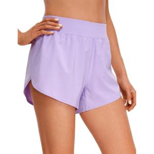 imageCRZ YOGA Mid Waisted Split Running Shorts for Women 4  Comfy Mesh Liner for Workout Athletic Gym Track Quick DryLilac
