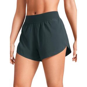 imageCRZ YOGA Mid Waisted Split Running Shorts for Women 4  Comfy Mesh Liner for Workout Athletic Gym Track Quick DryMelanite