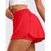 imageCRZ YOGA 2 in 1 Split Flowy Running Shorts for Women 3  High Waisted Quick Dry Skirts for Tennis Workout Athletic LoungeDeep Red