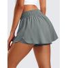 imageCRZ YOGA 2 in 1 Split Flowy Running Shorts for Women 3  High Waisted Quick Dry Skirts for Tennis Workout Athletic LoungeGrey Sage