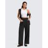 imageCRZ YOGA 4Way Stretch Wide Leg Work Pants for Women 29  Bussiness Casual Trousers with PocketsBlack