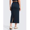imageCRZ YOGA Butterlift Maxi Pencil Skirt for Women  High Waisted Bodycon Casual Travel Skort with Back SlitTrue Navy