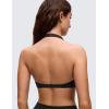 imageCRZ YOGA Butterluxe Double Lined Twist Sports Bras for Women  Halter Deep V Neck Crop Top Casual Open Back Non PaddedBlack