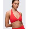 imageCRZ YOGA Butterluxe Double Lined Twist Sports Bras for Women  Halter Deep V Neck Crop Top Casual Open Back Non PaddedDeep Red