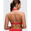 imageCRZ YOGA Butterluxe Double Lined Twist Sports Bras for Women  Halter Deep V Neck Crop Top Casual Open Back Non PaddedDeep Red
