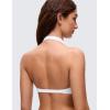 imageCRZ YOGA Butterluxe Double Lined Twist Sports Bras for Women  Halter Deep V Neck Crop Top Casual Open Back Non PaddedWhite