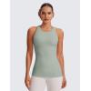 imageCRZ YOGA Butterluxe High Neck Tank Tops for Women  Racerback Workout Padded Yoga Athletic Camisole with Built in BraGreen Palm Court